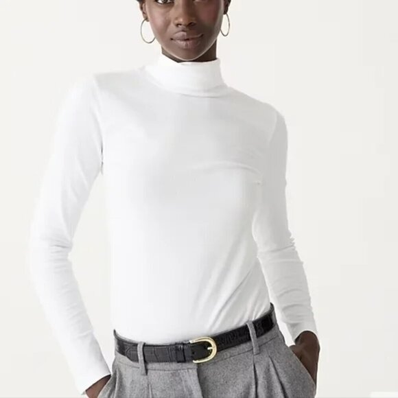J. Crew Tissue Turtleneck Long Sleeve Lightweight Tan Size S NWT - Picture 2 of 6